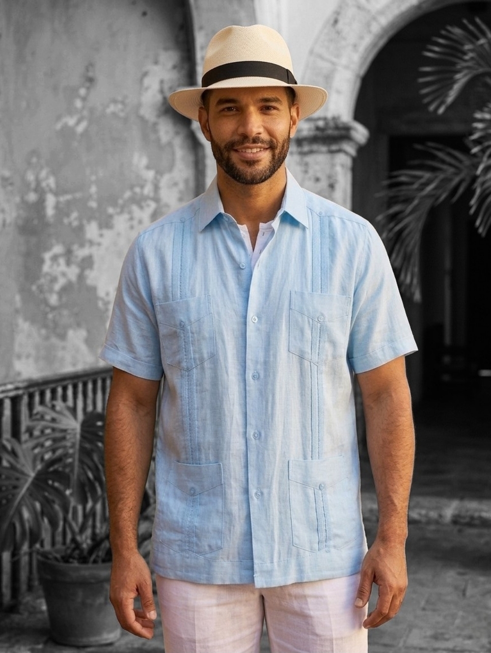 Mojito Collection Light Blue 100% Linen Guayabera Sz 2x